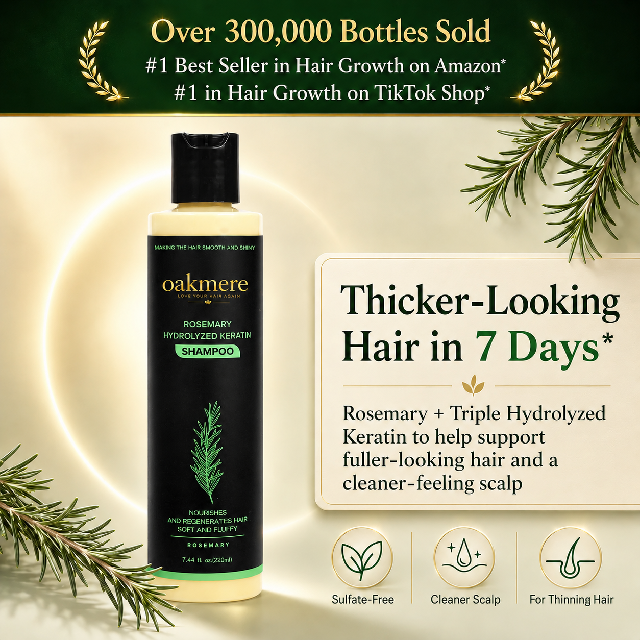 Oakmere® Rosemary Shampoo | Hair Growth & Scalp Treatment