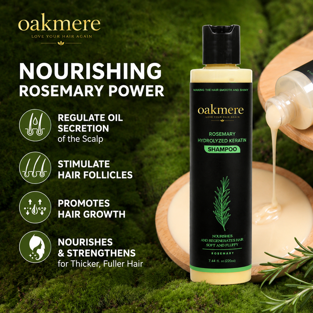 Oakmere® Rosemary Shampoo | Hair Growth & Scalp Treatment